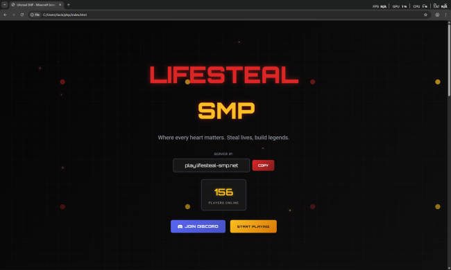 Lifesteal SMP Landing Page Template