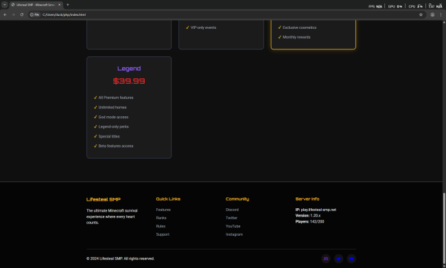 Lifesteal SMP Landing Page Template - Image 4