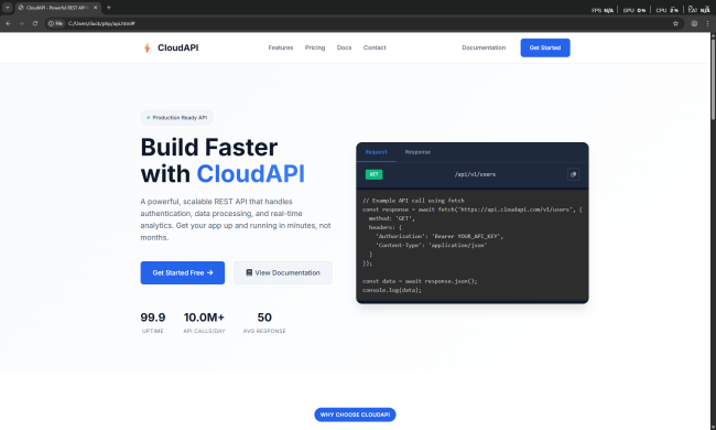 API Service Landing Page