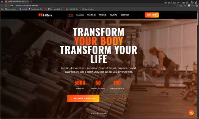 FitCore – Premium Gym & Fitness Landing Page Template