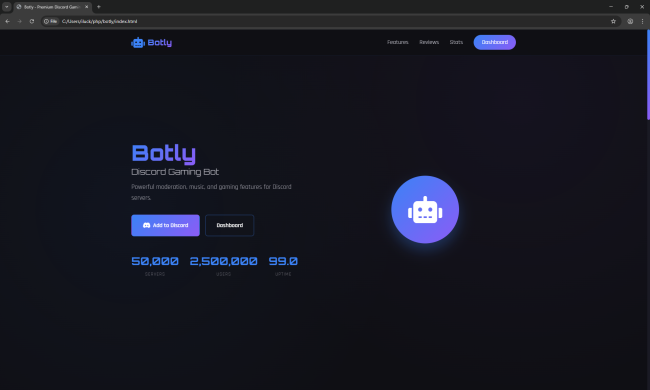 PREMIUM DISCORD BOT LANDING PAGE